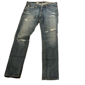 AG Adriano Goldschmied Women's Distressed Blue Straight Jeans